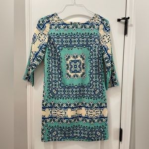XS 3/4 sleeve geometric print dress from The Limited.